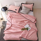 lightweight quilted cooling blanket in pink