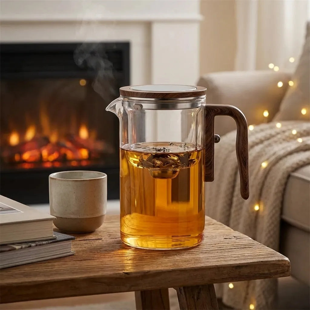 magnetic infuser teapot with loose leaf strainer