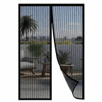 magnetic self-closing fly screen door curtain in black