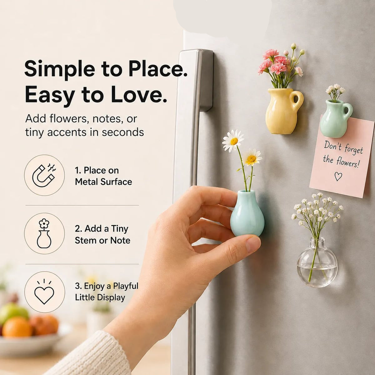 mini vase fridge magnets