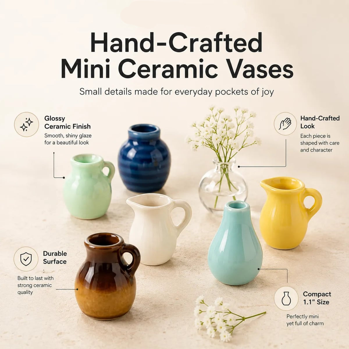 mini vase fridge magnets