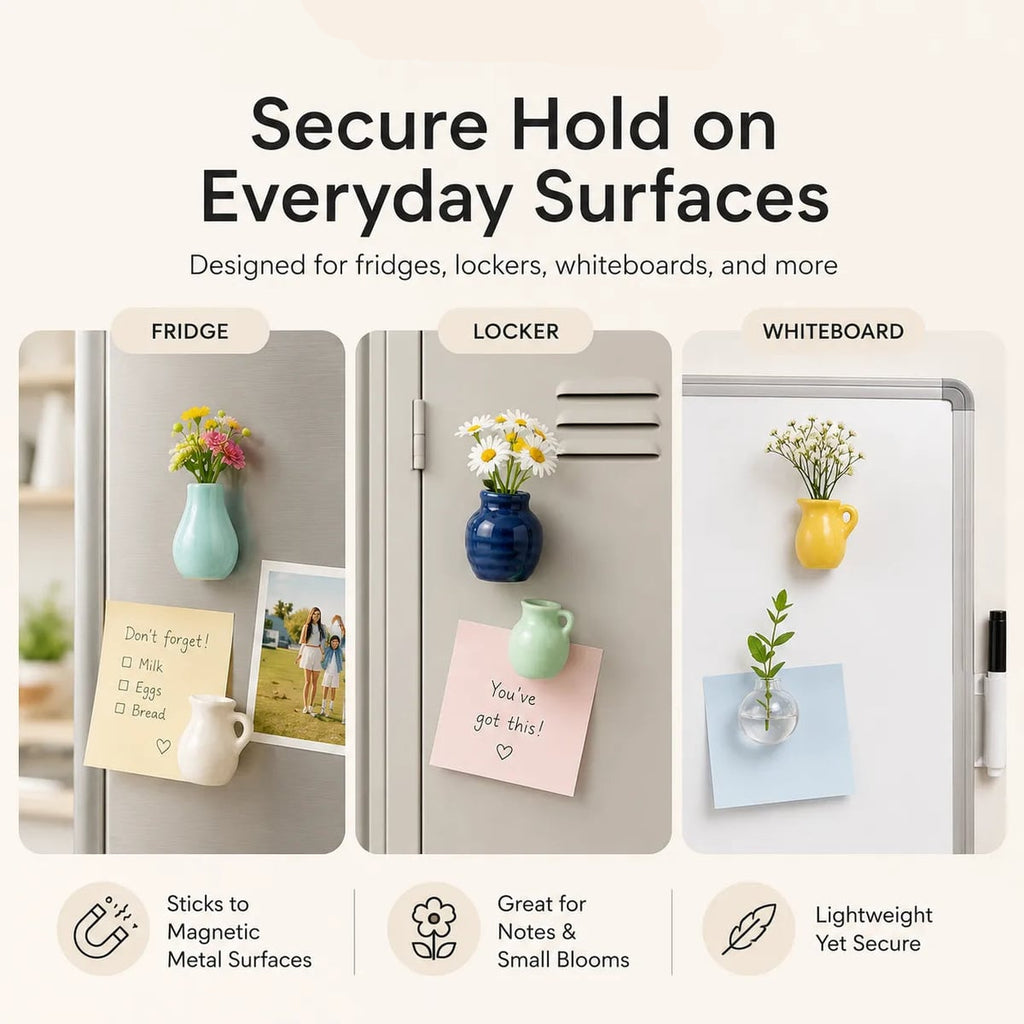 mini vase fridge magnets