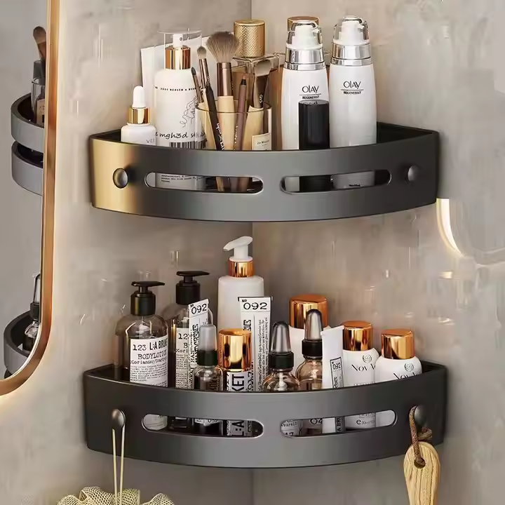 no-drill corner shower shelf