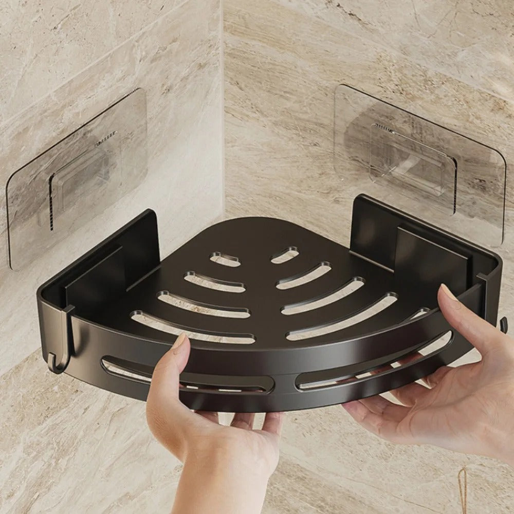 no-drill corner shower shelf
