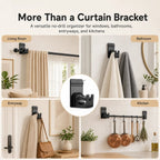 no-drill curtain rod brackets in black