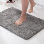 non-slip fluffy bath mat in grey