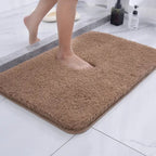 non-slip fluffy bath mat in camel