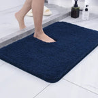 non-slip fluffy bath mat in blue