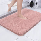 non-slip fluffy bath mat in pink