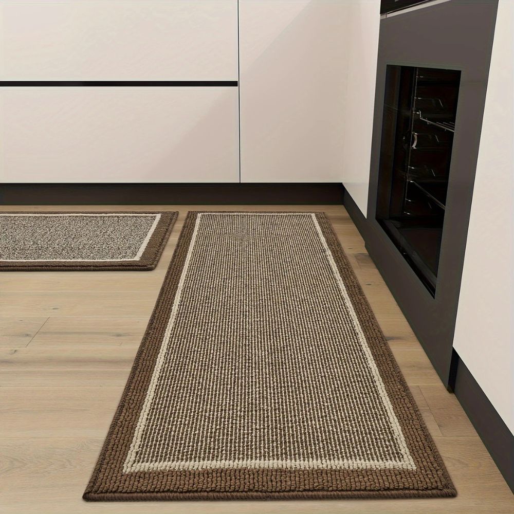 non-slip kitchen runner mat in mocha