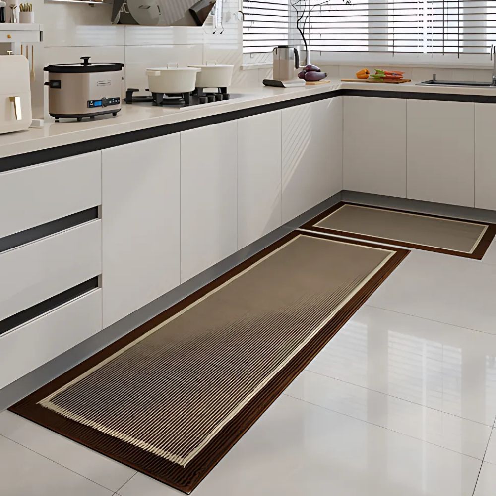 non-slip kitchen runner mat in mocha