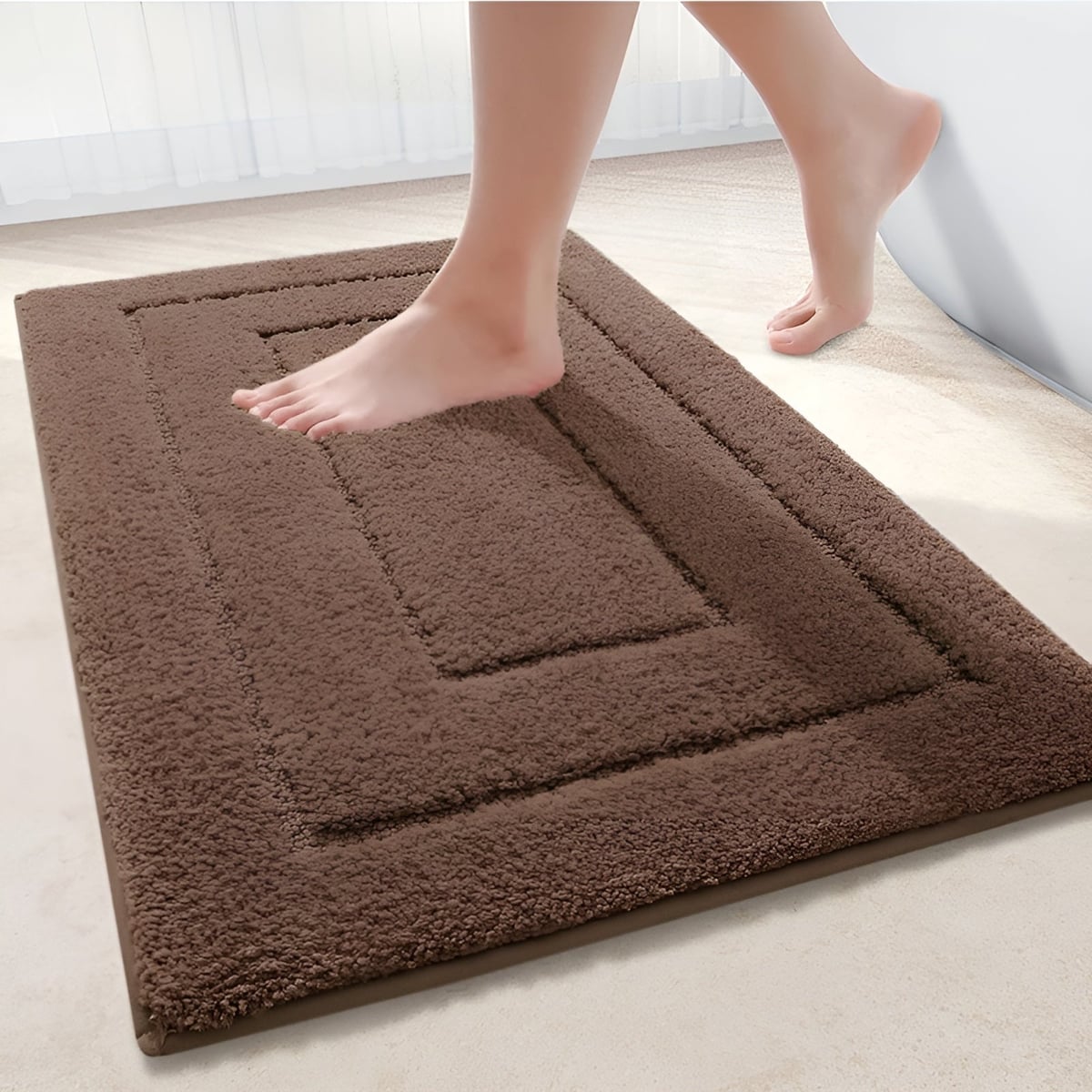 non-slip ridged bath mat in brown
