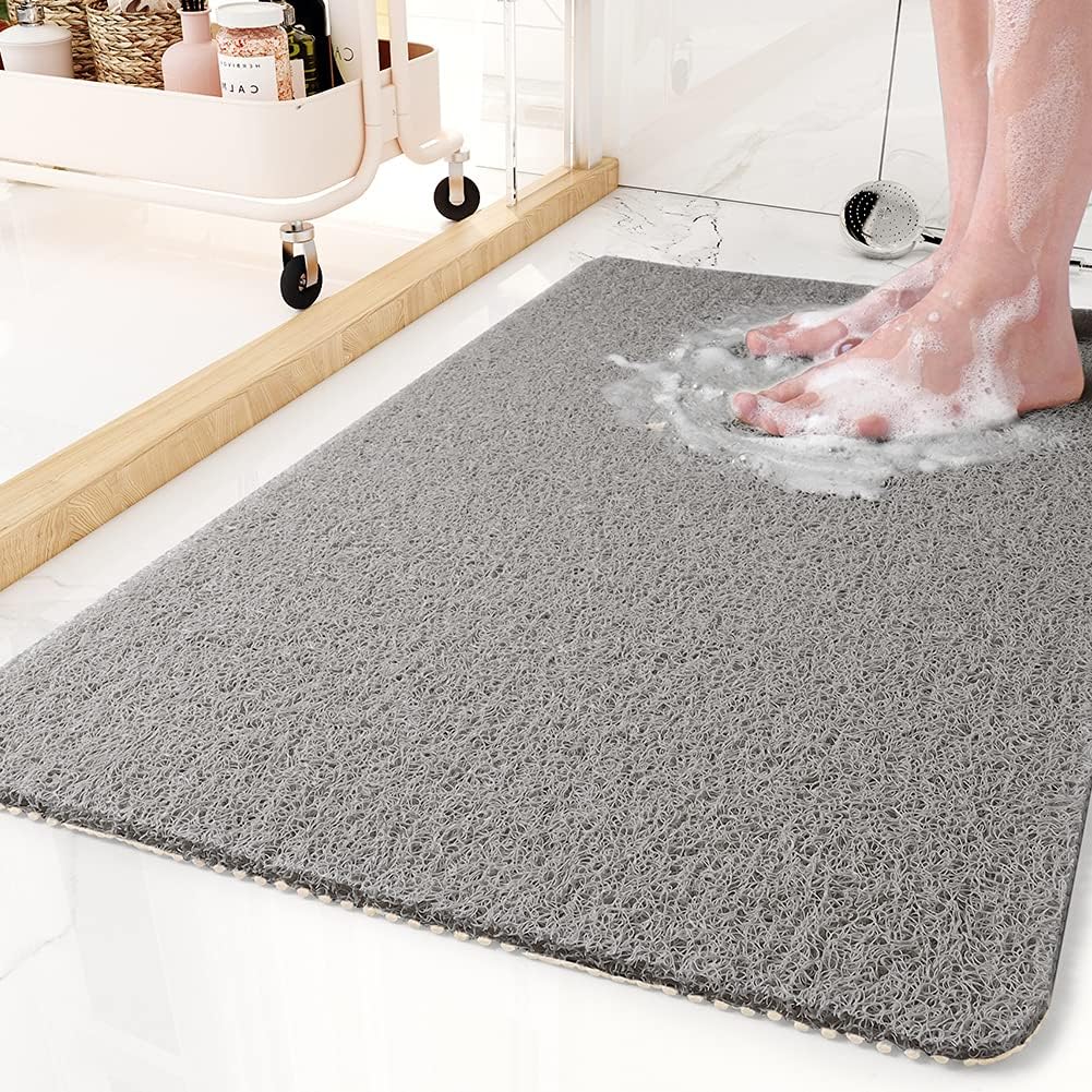 non-slip shower mat in grey