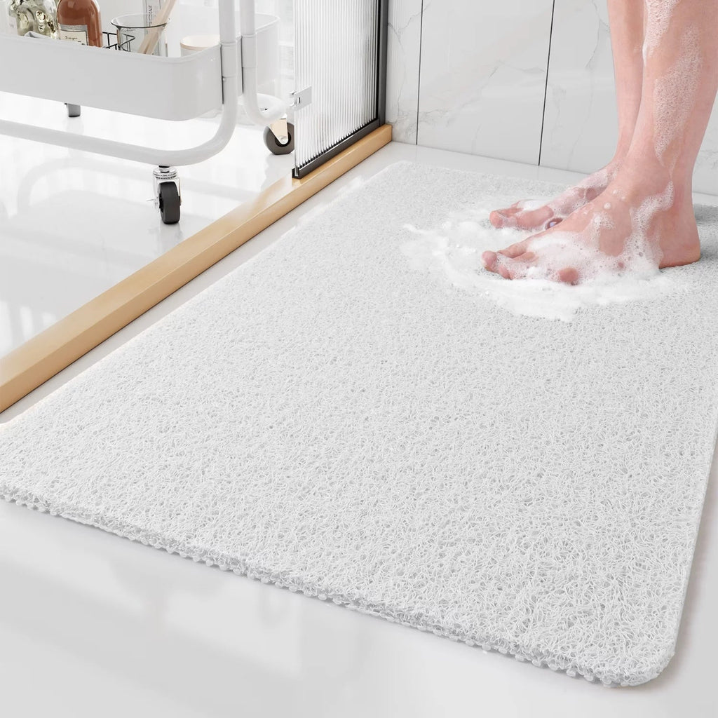non-slip shower mat in white
