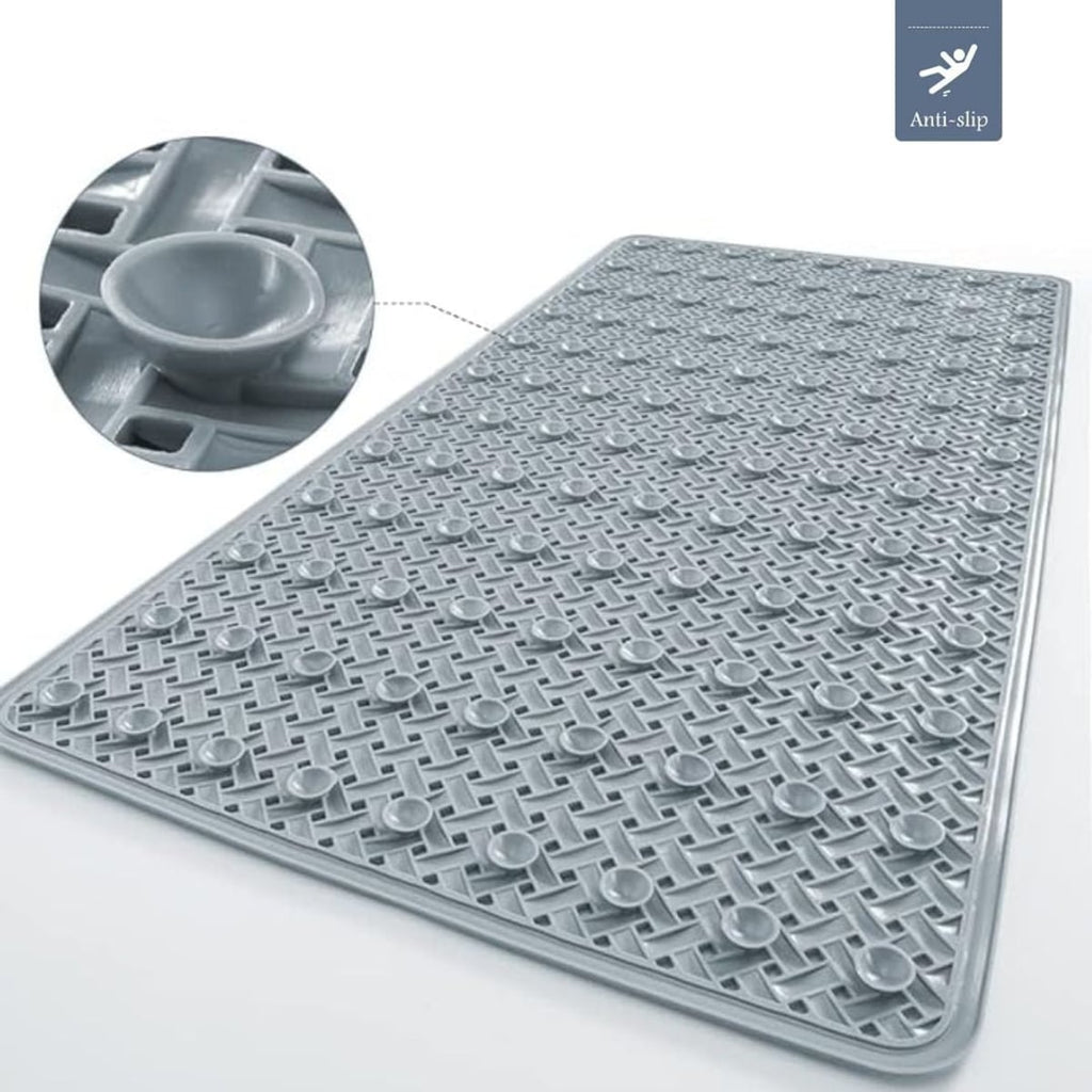 non-slip shower mat with suction cups in dark gray