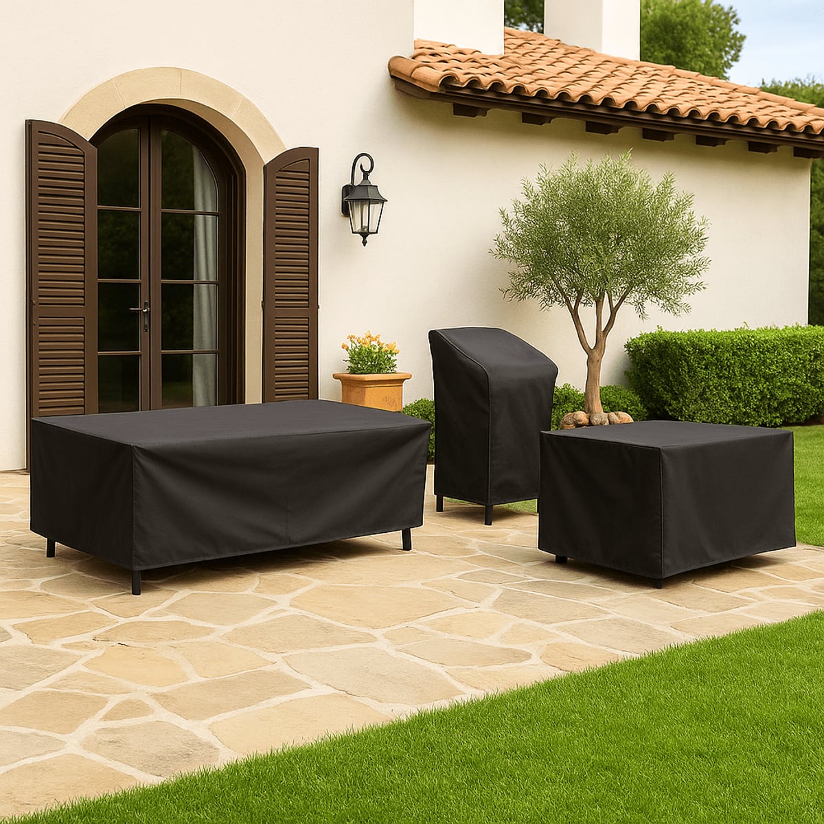 outdoor furniture cover set in black