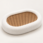 oval cat bed with woven scratching base