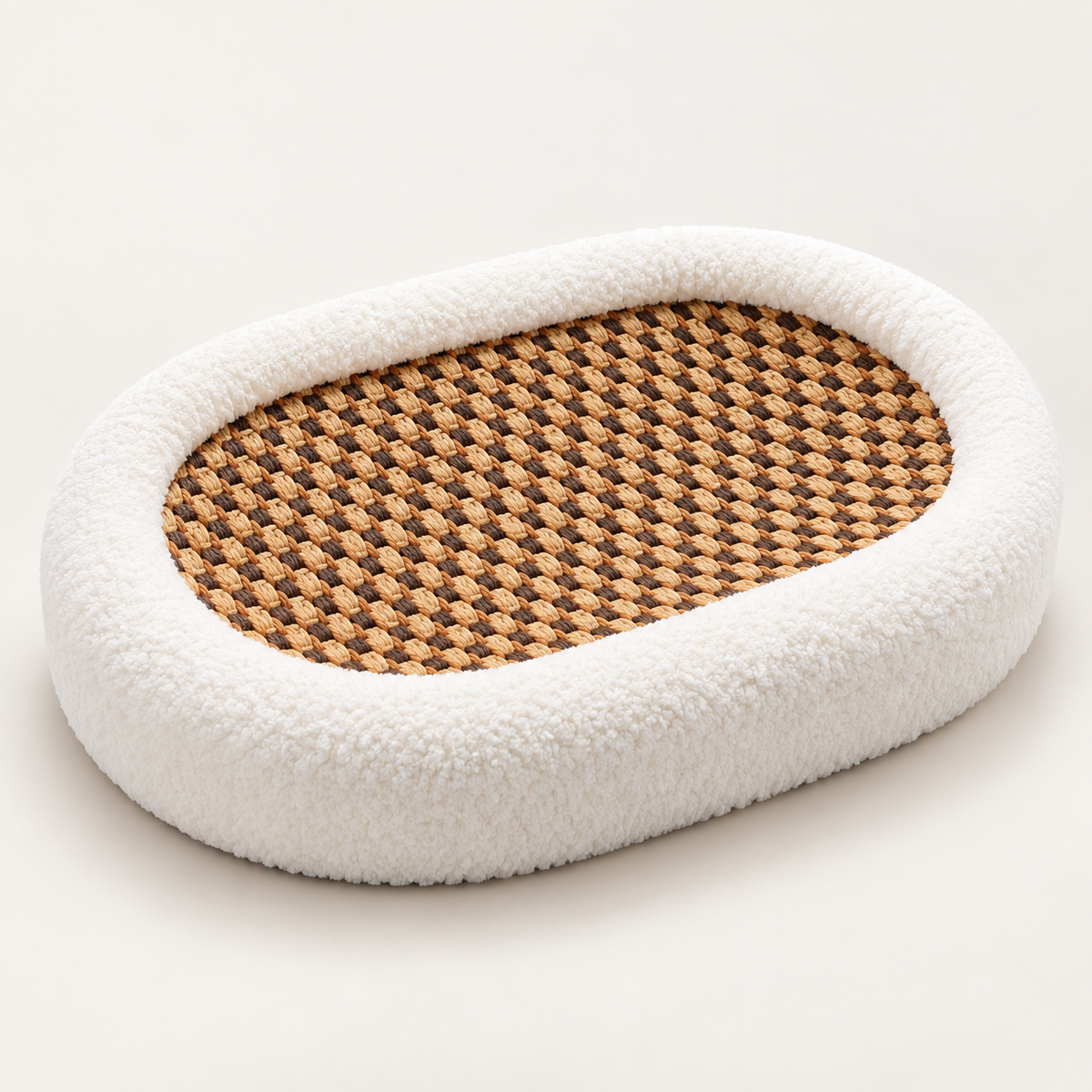 oval cat bed with woven scratching base