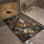 pebble print bath mat with anti-slip backing in 6