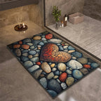 pebble print bath mat with anti-slip backing in 4