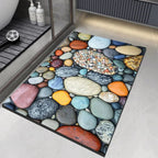 pebble print bath mat with anti-slip backing in 3