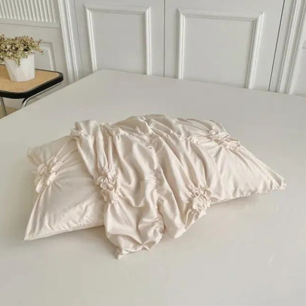 pinch pleat duvet cover set in beige
