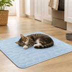 quilted cooling pet mat in light blue