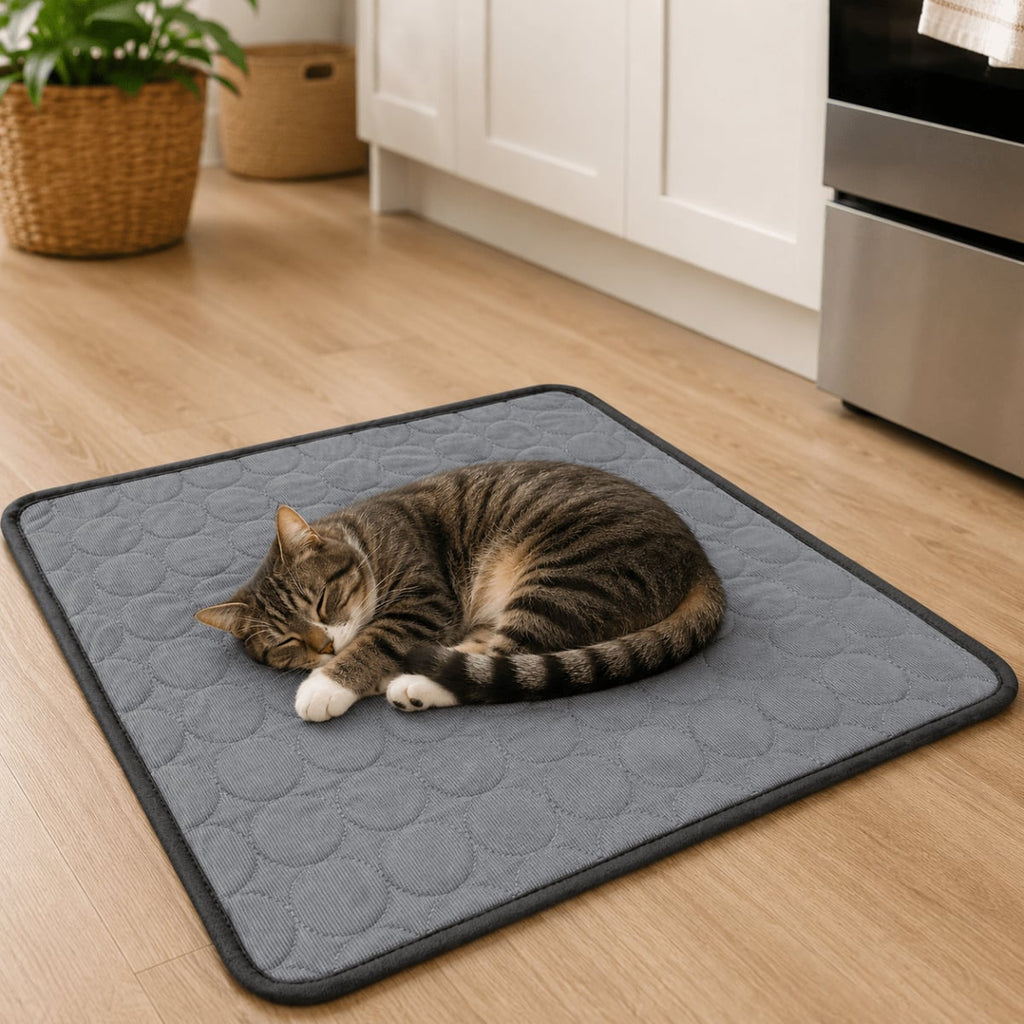 quilted cooling pet mat in dark grey