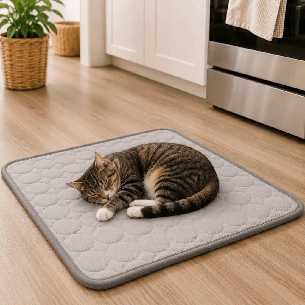 quilted cooling pet mat in grey
