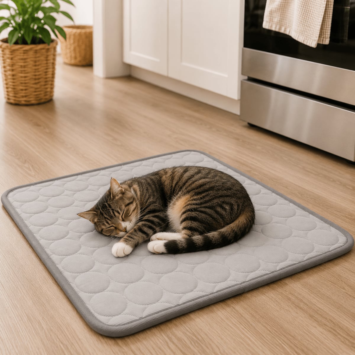 quilted cooling pet mat in grey