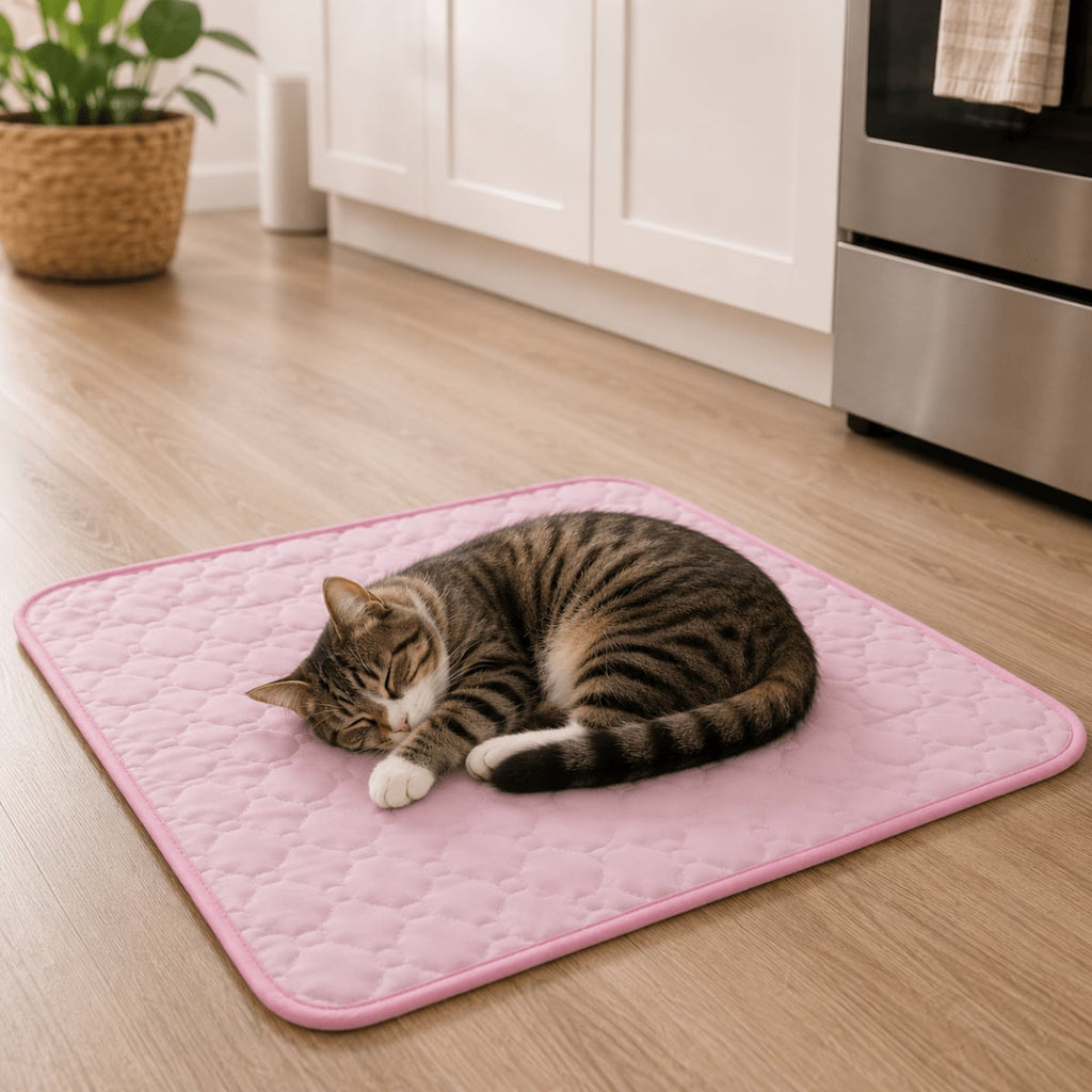 quilted cooling pet mat in pink