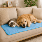 quilted cooling pet mat in blue