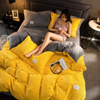 quilted duvet cover set with pillowcase in yellow
