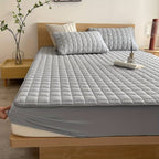 quilted fitted mattress protector in grey