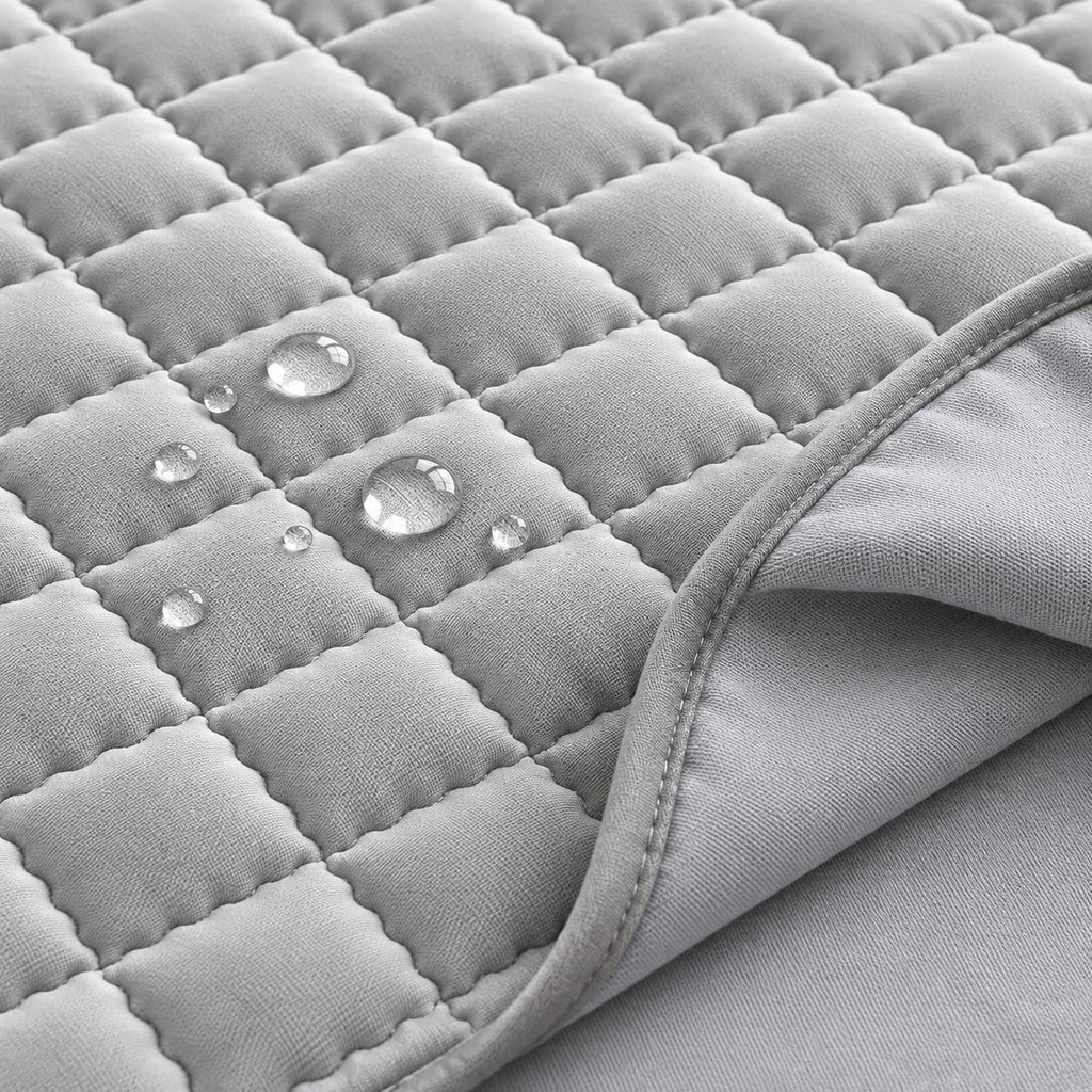 quilted fitted mattress protector in grey