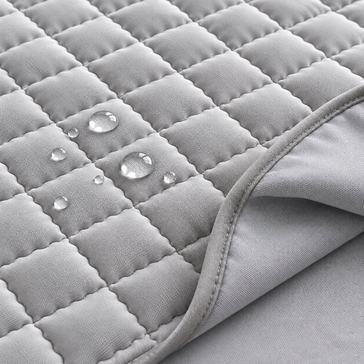quilted fitted mattress protector in grey