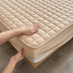 quilted fitted mattress protector in beige
