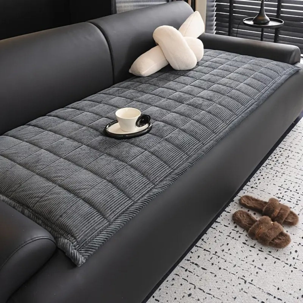 quilted non-slip sofa cover mat in slate haze