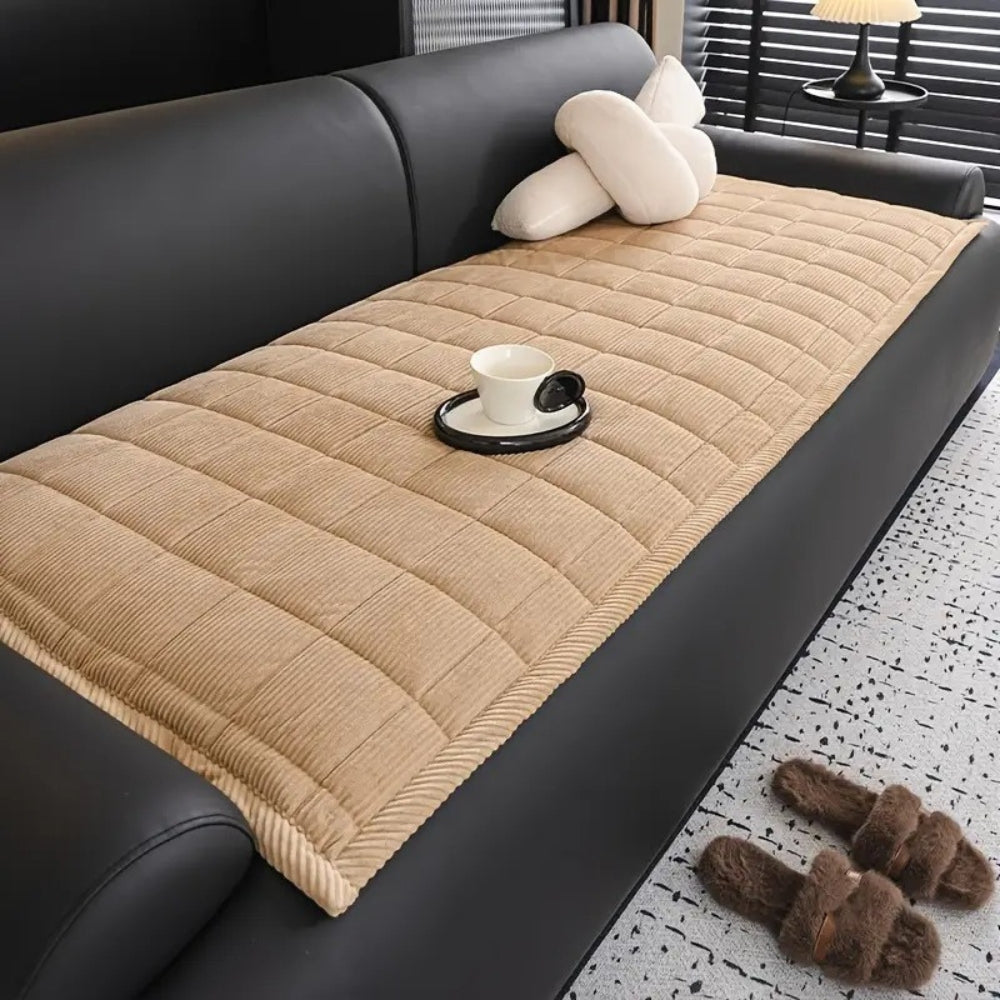 quilted non-slip sofa cover mat in beige haze