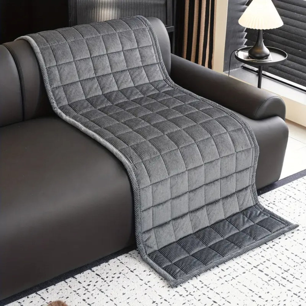 quilted non-slip sofa cover mat in silver haze