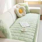 quilted plush sofa cover in fresh meadow