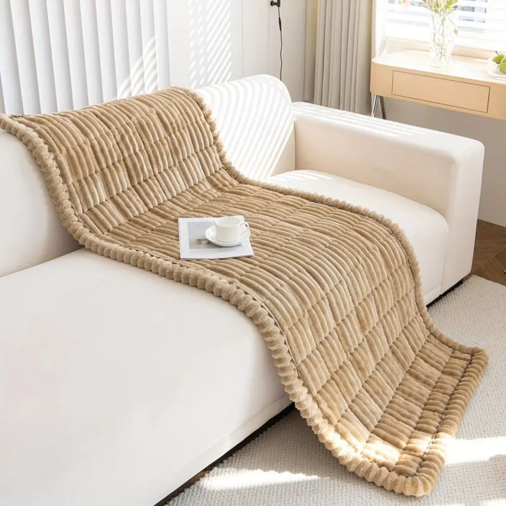 quilted plush sofa cover in sand haven