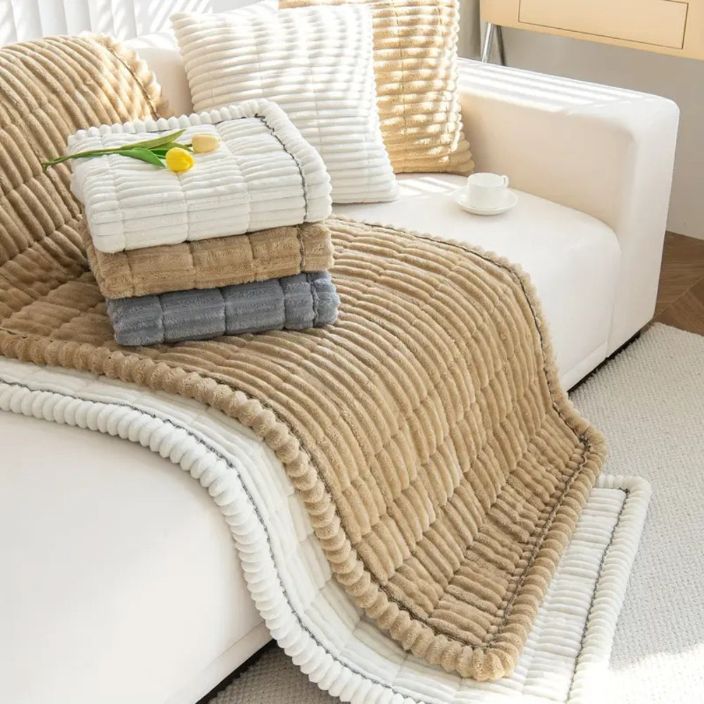 quilted plush sofa cover