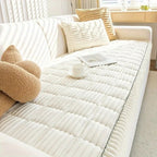 quilted plush sofa cover in snow drift