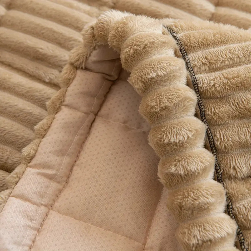 quilted plush sofa cover in sand haven