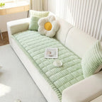 quilted plush sofa cover in fresh meadow