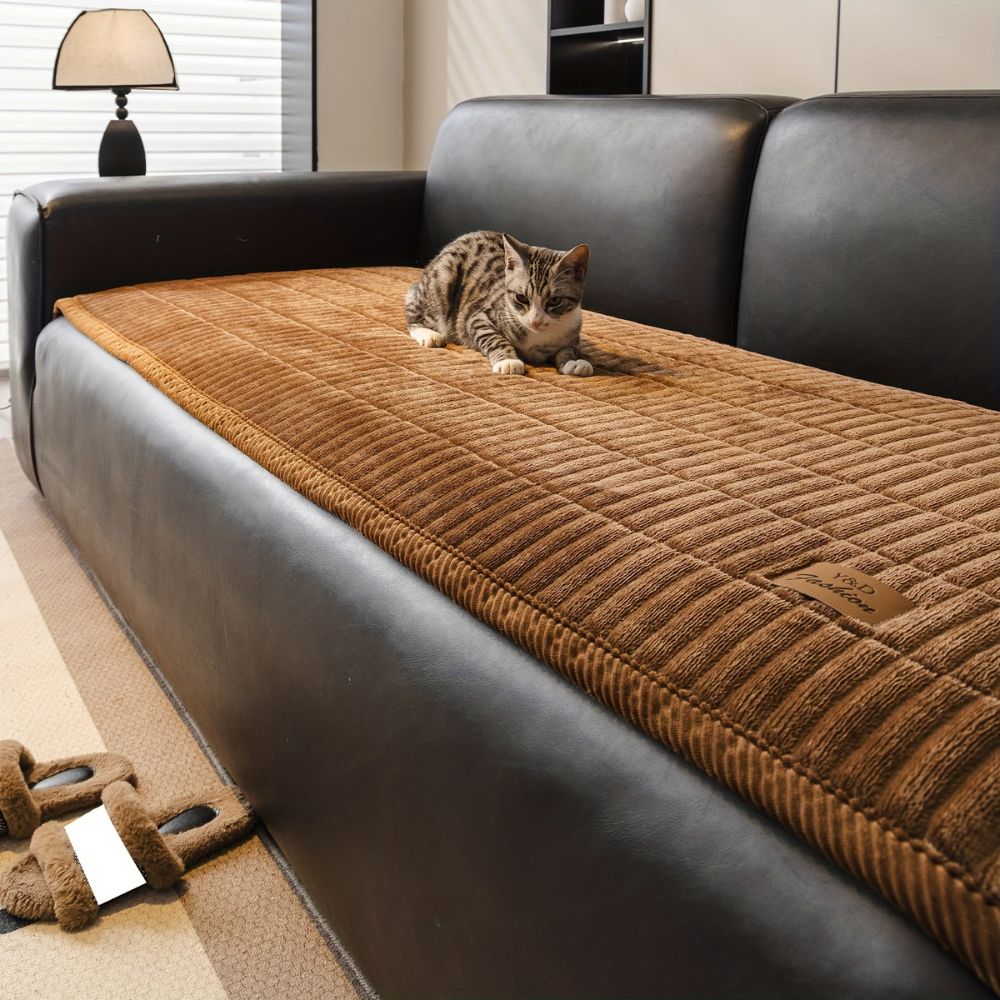 quilted sofa seat cover protector in golden amber