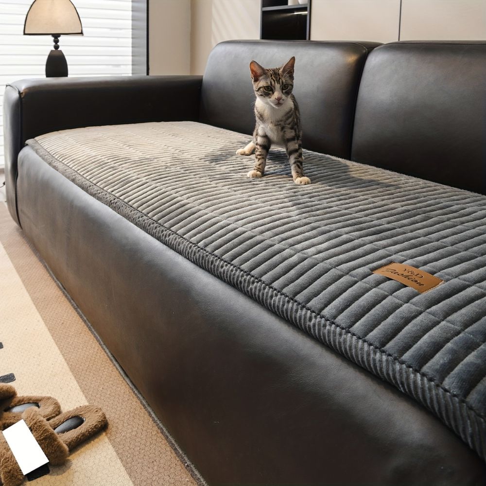 quilted sofa seat cover protector in slate grey