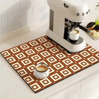 retro tile pattern coffee machine mat in rustic tile