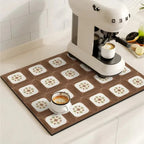 retro tile pattern coffee machine mat in muted mosaic
